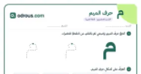 رأس الصفحة الأولى من حرف الميم للقسم التحضيري: تتبع وكتابة وأشكال الحرف