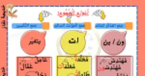 رأس الصفحة الأولى من ملخص وتطبيقات حول أنواع الجموع في اللغة العربية للسنة الثانية ابتدائي للأستاذة خديجة نقاز