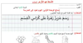 رأس الصفحة الأولى من سلسلة الإدماج في اللغة العربية للسنة الثانية ابتدائي للأستاذ محمد الأزهر زوزو (الوحدة الأولى والوحدة الثالثة)