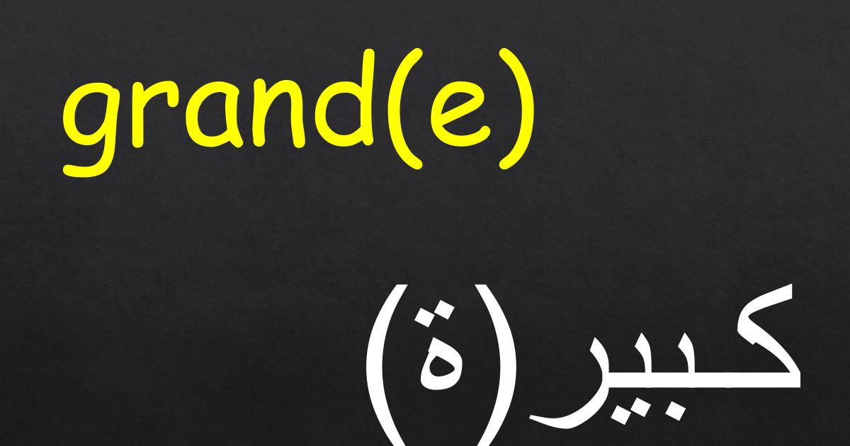 رأس الصفحة الأولى من درس الصفات في الفرنسية مع ترجمتها إلى العربية للسنة الخامسة ابتدائي