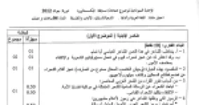 رأس الصفحة الأولى من الإجابة النموذجية لاختبار اللغة العربية – بكالوريا 2012 – آداب وفلسفة – النمط الحجاجي ونظام التفعيلة