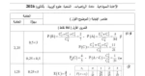 رأس الصفحة الأولى من تصحيح اختبار الرياضيات للسنة الثالثة ثانوي علوم تجريبية بكالوريا 2026