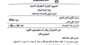 رأس الصفحة الأولى من موضوع بكالوريا الرياضيات شعبة تقني رياضي 2024 (الموضوعان الأول والثاني)