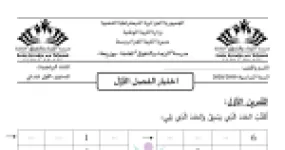 رأس الصفحة الأولى من اختبار الفصل الأول في الرياضيات مع التصحيح - مدرسة الرجاء والتفوق