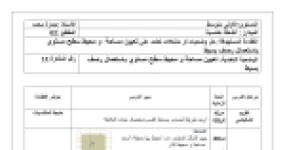 رأس الصفحة الأولى من مذكرة درس تعيين مساحة ومحيط سطح مستوي باستعمال رصف بسيط للأولى متوسط