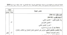 رأس الصفحة الأولى من الإجابة النموذجية وسلّم التنقيط لموضوع اللغة العربية في شهادة التعليم المتوسط دورة جوان 2015 — نص التدخين السلبي