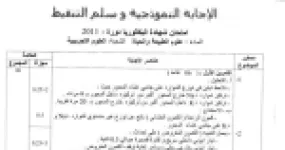 رأس الصفحة الأولى من تصحيح سلم تنقيط امتحان البكالوريا في علوم الطبيعة والحياة شعبة علوم تجريبية 2011