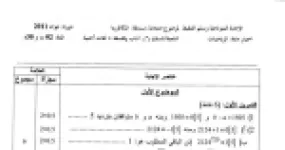رأس الصفحة الأولى من الإجابة النموذجية مع سلم التنقيط في الرياضيات — بكالوريا 2011 شعبة آداب وفلسفة ولغات أجنبية