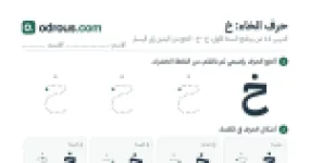 رأس الصفحة الأولى من حرف الخاء بالصور للقسم التحضيري: تتبع وتلوين وبحث