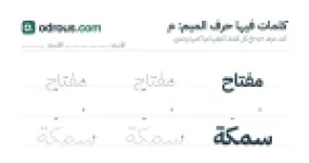 رأس الصفحة الأولى من حرف الميم للقسم التحضيري: كلمات للقراءة والكتابة