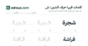 رأس الصفحة الأولى من حرف الشين للقسم التحضيري: كلمات للقراءة والكتابة