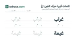 رأس الصفحة الأولى من حرف الغين للقسم التحضيري: كلمات للقراءة والكتابة