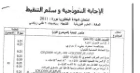 رأس الصفحة الأولى من تصحيح موضوع امتحان بكالوريا الجزائر فيزياء السنة الثالثة ثانوي 2011 شعبة رياضيات وتقني رياضي: عناصر الإجابة