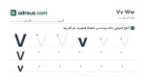 رأس الصفحة الأولى من حروف الإنجليزية Vv وWw للسنة الثالثة ابتدائي: تتبع وكتابة