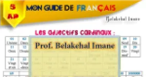 رأس الصفحة الأولى من ملخص جميع دروس اللغة الفرنسية للسنة الخامسة ابتدائي: الأعداد والألوان والتصريف والمشاريع الثلاثة