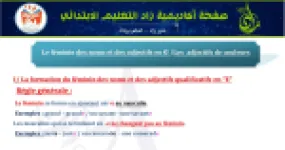 رأس الصفحة الأولى من درس صفات الألوان في اللغة الفرنسية للسنة الخامسة ابتدائي