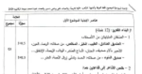 رأس الصفحة الأولى من تصحيح موضوع اللغة العربية وآدابها بكالوريا 2024 الشعب العلمية نص شعري ونثر