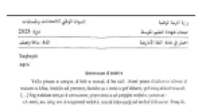 رأس الصفحة الأولى من موضوع اللغة الأمازيغية لشهادة التعليم المتوسط BEM 2023: Amussnaw d mmi-s، Tigzi n udris