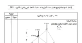رأس الصفحة الأولى من حل موضوع الهندسة المدنية بكالوريا 2021 شعبة تقني رياضي: حساب مساحة قطعة أرض، السمت الإحداثي