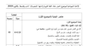 رأس الصفحة الأولى من حل موضوع اللغة العربية وآدابها بكالوريا 2020 شعبة آداب وفلسفة: الصور البيانية، العروض والتقطيع