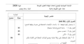 رأس الصفحة الأولى من حل موضوع علوم الطبيعة والحياة لشهادة التعليم المتوسط BEM 2020: العضو الحسي والمنبه، المسار الحسي