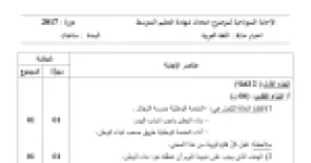رأس الصفحة الأولى من حل موضوع اللغة العربية لشهادة التعليم المتوسط BEM 2017: الفكرة العامة للنص