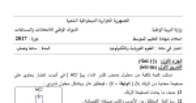 رأس الصفحة الأولى من موضوع العلوم الفيزيائية لشهادة التعليم المتوسط BEM 2017: تفاعل الزنك مع حمض كلور الماء، المعادلة الكيميائية الشاردية