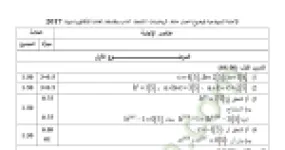 رأس الصفحة الأولى من حل موضوع الرياضيات بكالوريا 2017 شعبتي آداب وفلسفة ولغات أجنبية: القسمة الإقليدية، المتتالية الهندسية