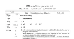 رأس الصفحة الأولى من حل موضوع اللغة الإنجليزية بكالوريا 2016 شعبة لغات أجنبية: توزيع العلامات