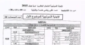 رأس الصفحة الأولى من حل موضوع الهندسة الميكانيكية بكالوريا 2015 شعبة تقني رياضي: التحليل الوظيفي ومخطط FAST، جدول الوصلات الحركية
