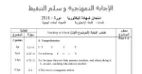 رأس الصفحة الأولى من حل موضوع اللغة الإنجليزية بكالوريا 2014 شعبة لغات أجنبية: Smoking in School، The Spartans